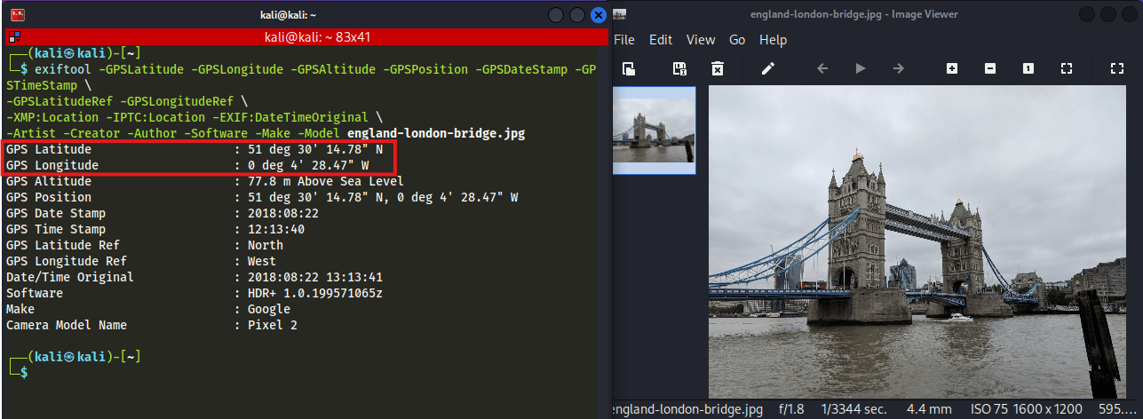 Extracting the location metadata from an image